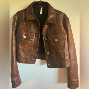 Mango Cropped Snakeskin Jacket